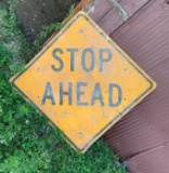 Stop ahead metal sign