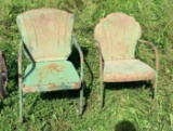 Group of two vintage metal patio chairs