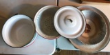 Group of Vintage enamelware and Metal serving trays