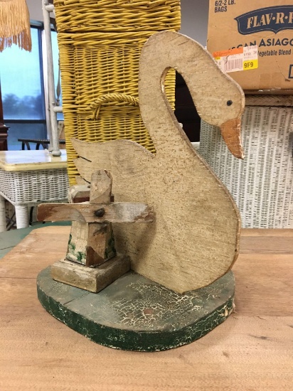 Vintage Wooden Swan Decor