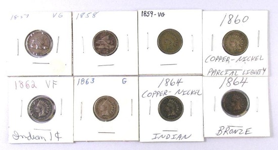 Group of (8) Flying Eagle & Indian Head Cents.