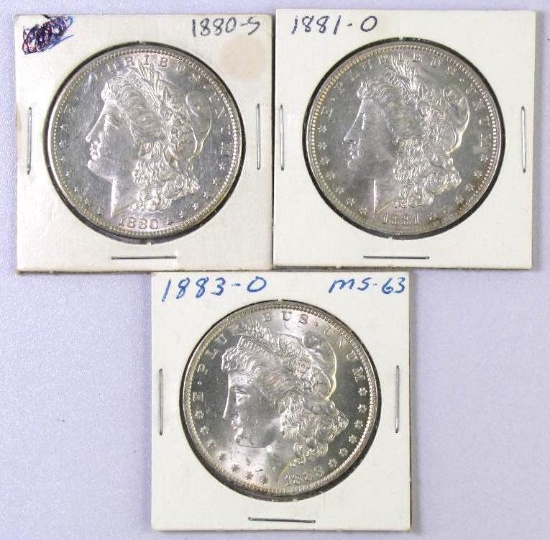 Group of (3) Morgan Silver Dollars.