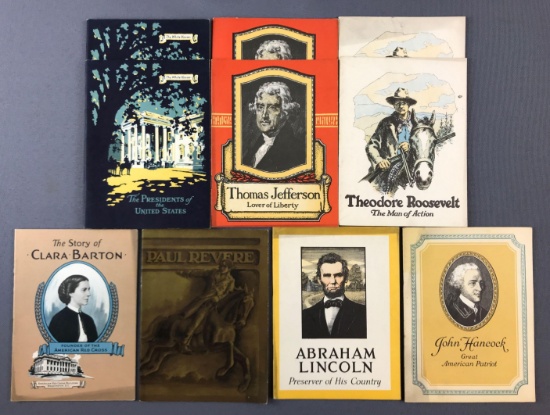 Group of 10 Vintage Booklets on Presidents, Clara Barton, Paul Revere and more