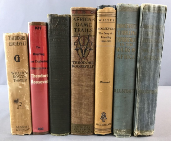 Group of 7 antique books on or by Theodore Roosevelt