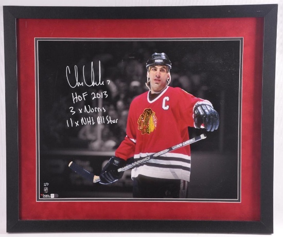 Chicago Blackhawk Chris Chelios Signed Photograph with Certification Sticker