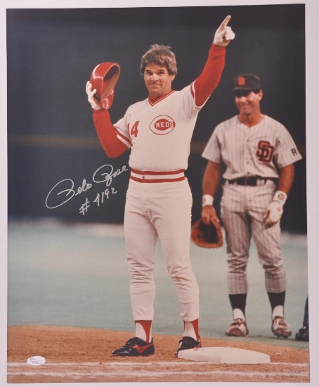 Cincinnati Reds Pete Rose Signed Photograph with JSA COA