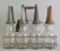 Vintage Dover Stamping and Mfg. Co. Glass Motor Oil Bottle Set with Spouts and Carrier