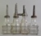 Group of 6 Vintage Glass Motor Oil Bottles with Spouts and Carrier