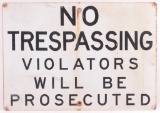 Vintage No Trespassing Metal Sign