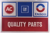 GM AC Delco Quality Parts Metal Advertising Sign