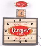 Vintage Burger Beer Light Up Advertising Calendar Clock