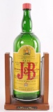 Vintage J&B Scotch Whiskey Oversized Advertising Bottle with Display