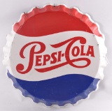 Vintage Pepsi Cola Advertising Metal Bottle Cap Sign