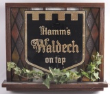 Vintage Hamm's Waldech Reverse Painted Glass and Gold Leaf Light Up Advertising Beer Sign