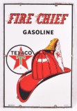 Vintage Texaco Fire Chief Gasoline Porcelain Pump Plate