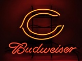 Budweiser Chicago Bears Light Up Advertising Neon Beer Sign