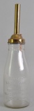 Vintage Doyles Rapid Pour Advertising Glass Motor Oil Bottle with Brass Spout