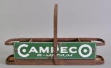 Vintage In-Line 4-Hole Motor Oil Carrier with Campeco Porcelain Sign