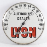 Vintage Lyon Metal Products Advertising Thermometer