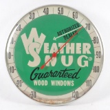 Vintage Weather Snug Wood Windows Advertising Thermometer