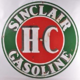 Large Vintage Sinclair H-C Gasoline Double Sided Advertising Porcelain Sign