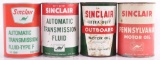 Group of 4 Vintage Sinclair 1 Quart Advertising Oil Cans