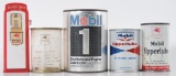 Group of 5 Vintage Mobil Advertising Miniature Oil Can Coin Banks
