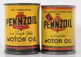 Group of 2 Vintage Pennzoil Advertising Miniature Oil Can Coin Banks
