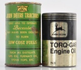Group of 2 Vintage John Deere Advertising Miniature Oil Can Coin Banks