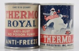 Group of 2 Vintage Thermo Royal Advertising Miniature Anti Freeze Can Coin Banks