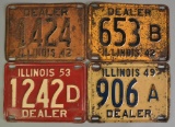 Group of 4 Vintage Dealer License Plates