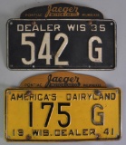 Group of 2 Jaeger Motor Car Co. Wisconsin Dealer License Plates