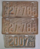 Group of 3 Antique Illinois Trailer License Plates