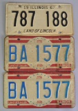 Group of 3 Vintage Illinois License Plates