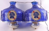 Group of 2 Vintage Pabst Blue Ribbon Light Up Advertising Hanging Beer Lamps