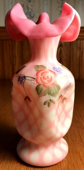 Signed Fenton Burmese Vase