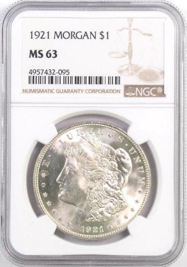 1921 P Morgan Silver Dollar. (NGC) MS63.