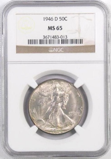 1946 D Walking Liberty Silver Half Dollar (NGC) MS65.