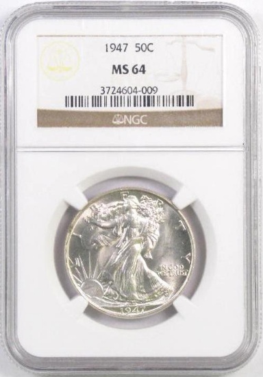 1947 P Walking Liberty Silver Half Dollar (NGC) MS64.