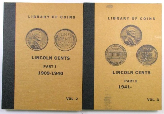 Group of (2) 1968 Library Of Coins Albums with (50) Lincoln Wheat & Memorial Cents.