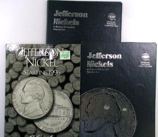 Group of (3) Whitman & H.E. Harris Folders Jefferson Nickels 1938-2012 with (158) Coins.