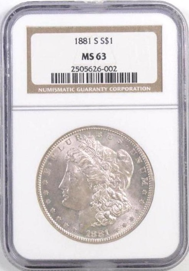 1881 S Morgan Silver Dollar (NGC) MS63.