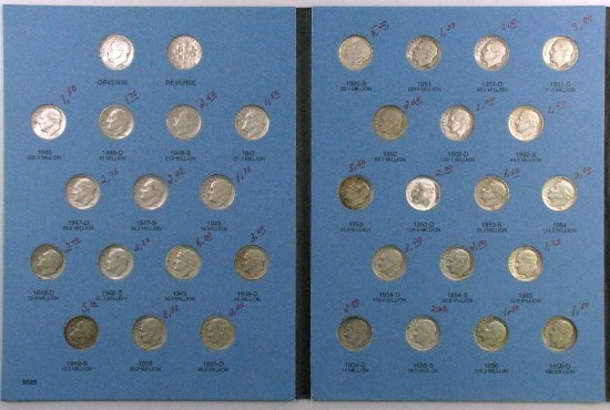 Group of (2) Whitman Folders Roosevelt Dimes 1 & 2 with (127) Coins.