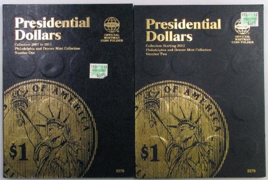 Group of (2) Whitman Presidential Dollar Folders 2007-2014 & Sacagawea with (75) Coins.