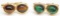 Lot of 2 Pairs : Tiger's Eye Cufflinks - Green and Brown