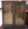 Antique Wood Display Case with Glass Doors
