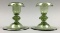 Pair of Steuben Pomona Green Candlesticks #6384