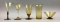 Steuben Amber Collection of 5 : Goblets, Vase, and Footed Bowl