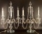 Pair of Vintage Glass Candelabras with Hanging Crystals