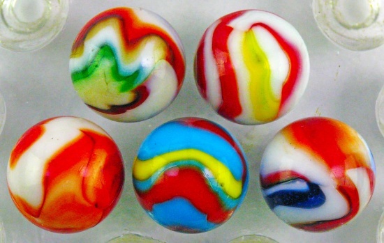 Group of (5) Vintage Collectible Peltier Marbles.